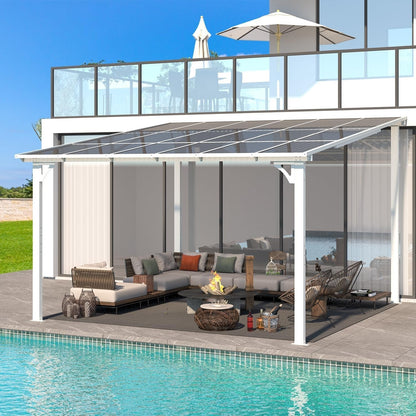 Aecojoy 12 ft x 12 ft White Aluminum Pergola with Canopy